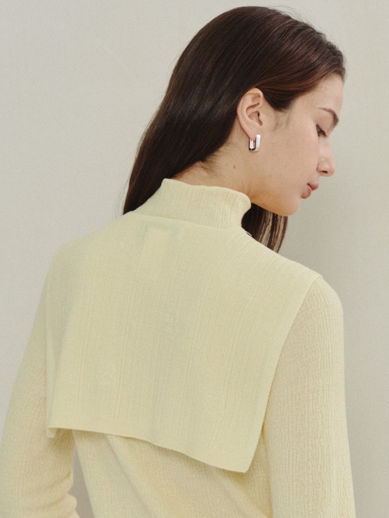 클래식 숄 액센트 니트 (LIGHT YELLOW)