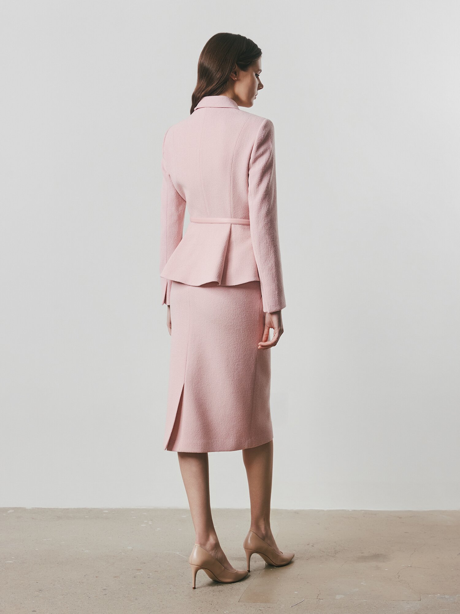 버튼 장식 H라인 스커트 (PINK)