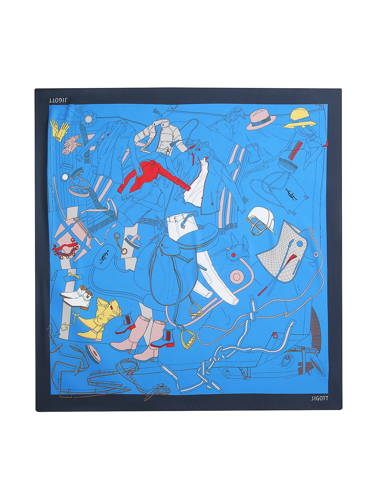일러스트 프린트 스퀘어 스카프 (PRINT BLUE)