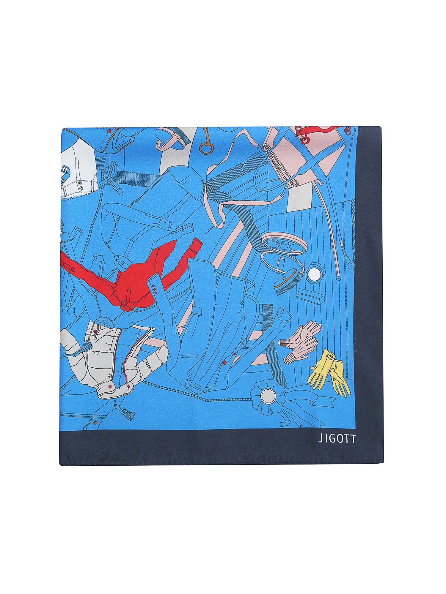 일러스트 프린트 스퀘어 스카프 (PRINT BLUE)