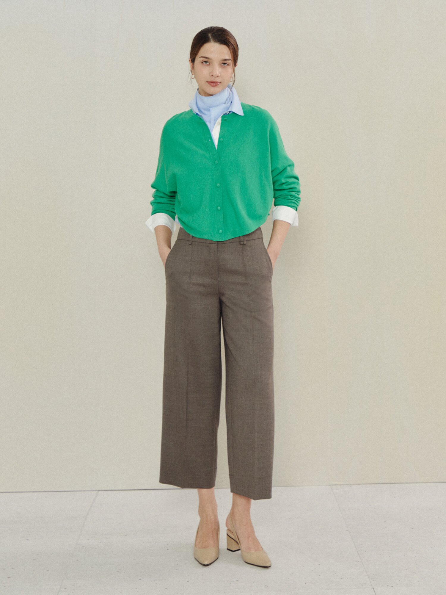 클린 슬림 라인 스트레이트 팬츠 (SEPIA GREY)