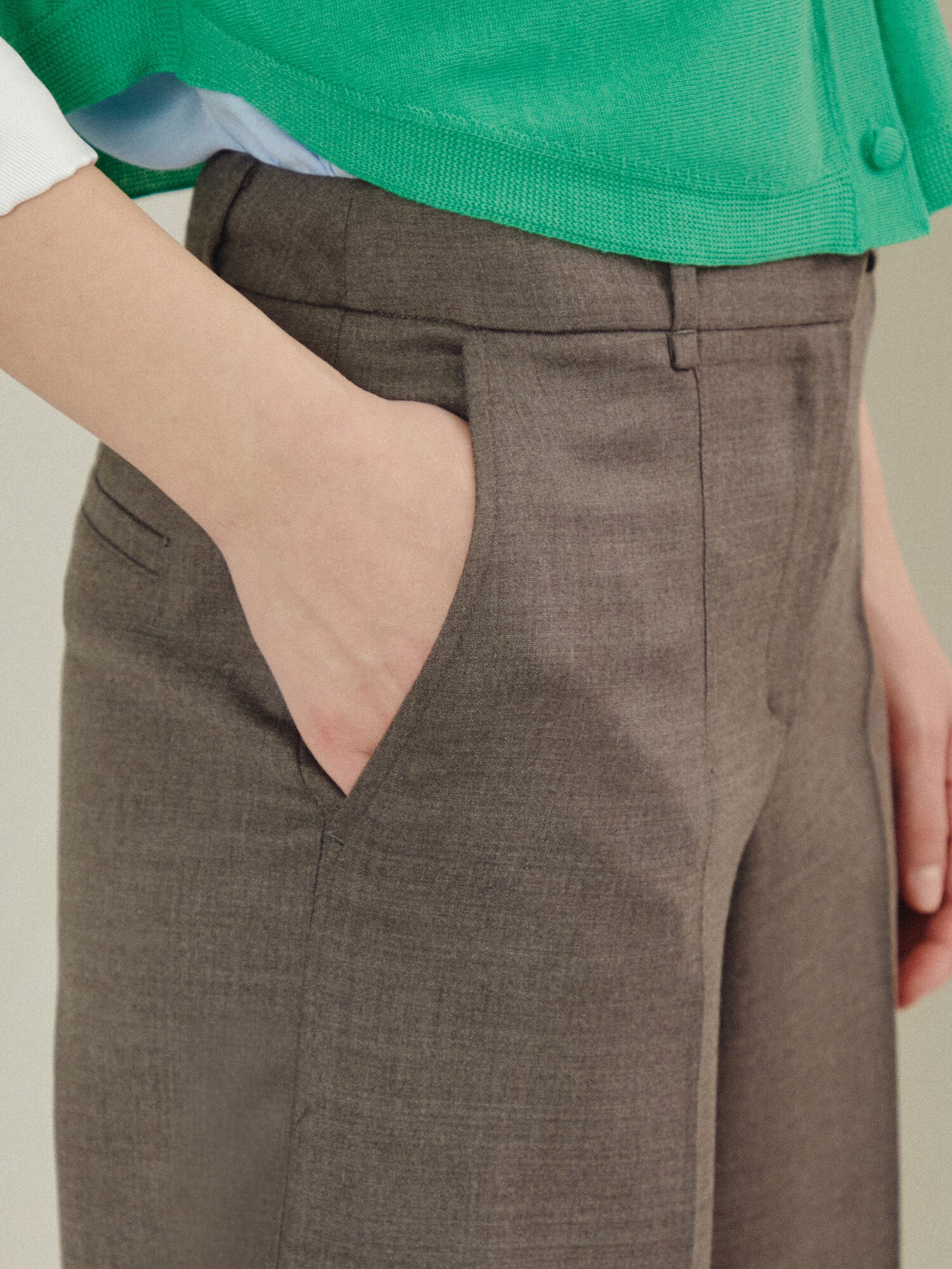 클린 슬림 라인 스트레이트 팬츠 (SEPIA GREY)