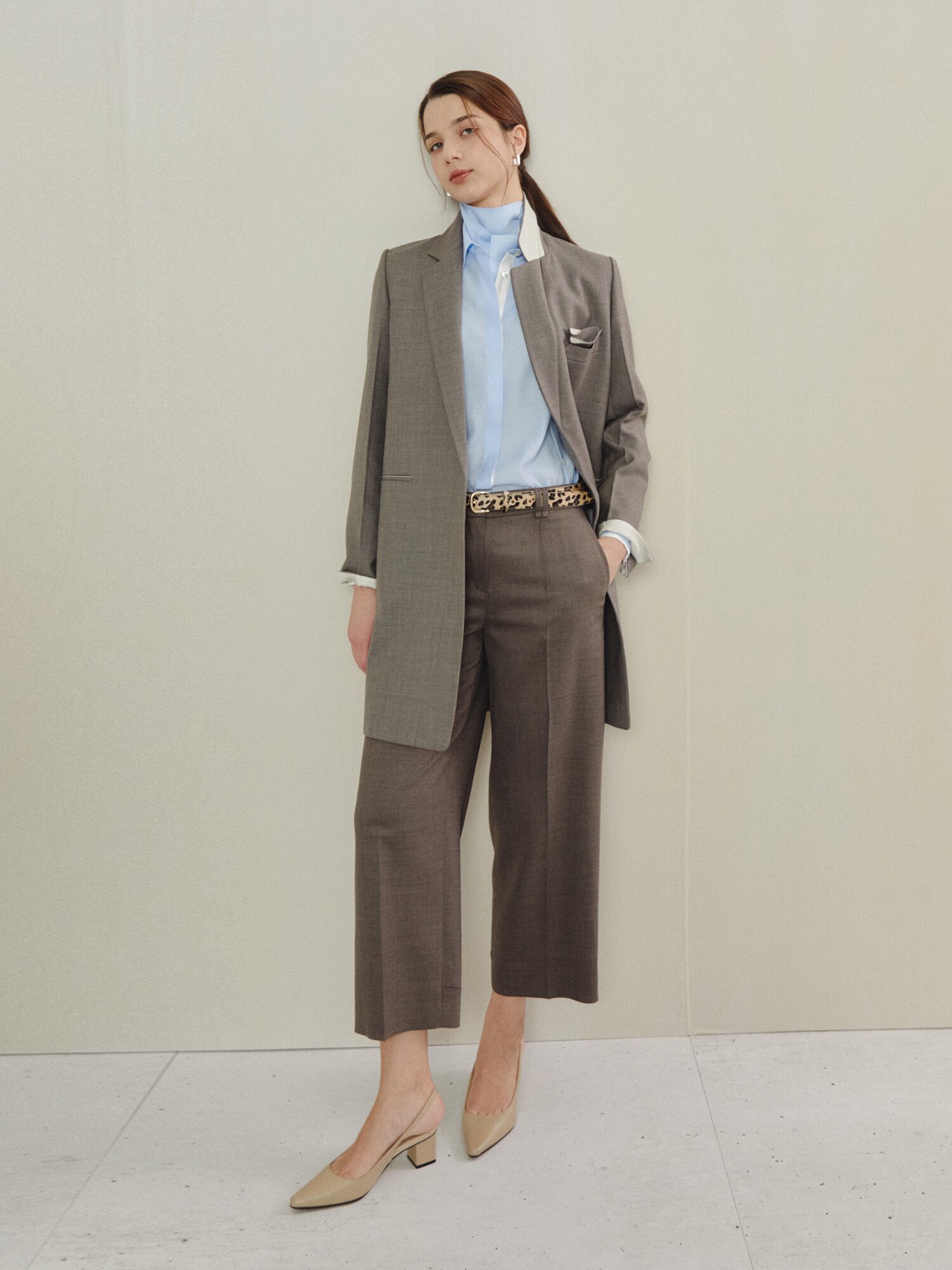 클린 슬림 라인 스트레이트 팬츠 (SEPIA GREY)