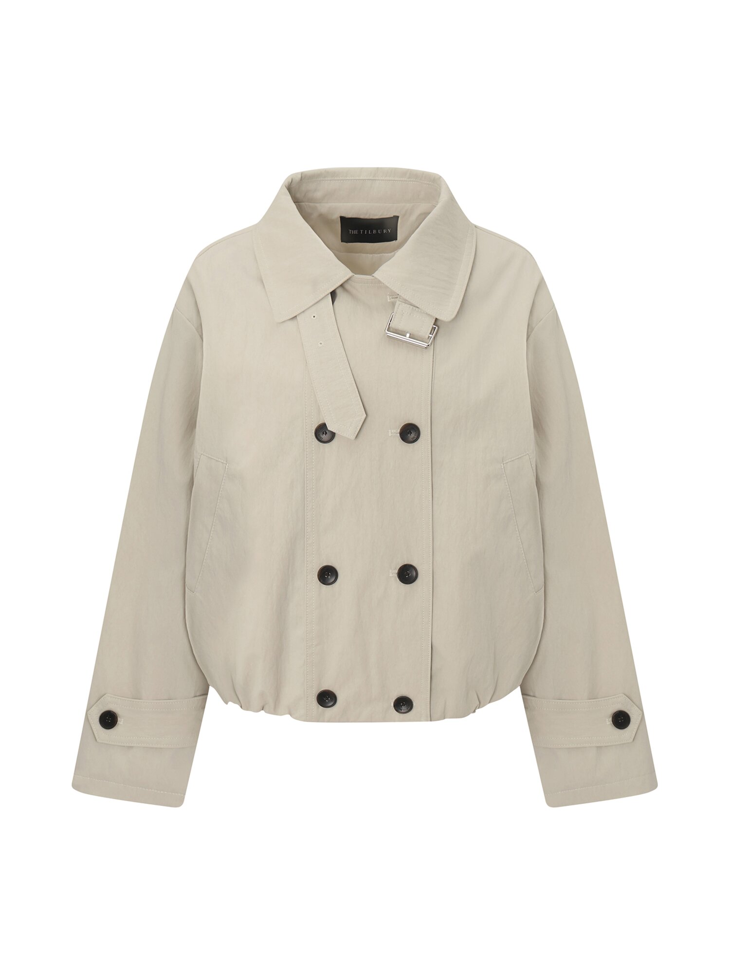 더블 스트링 크롭 트렌치 코트 (IVORY)