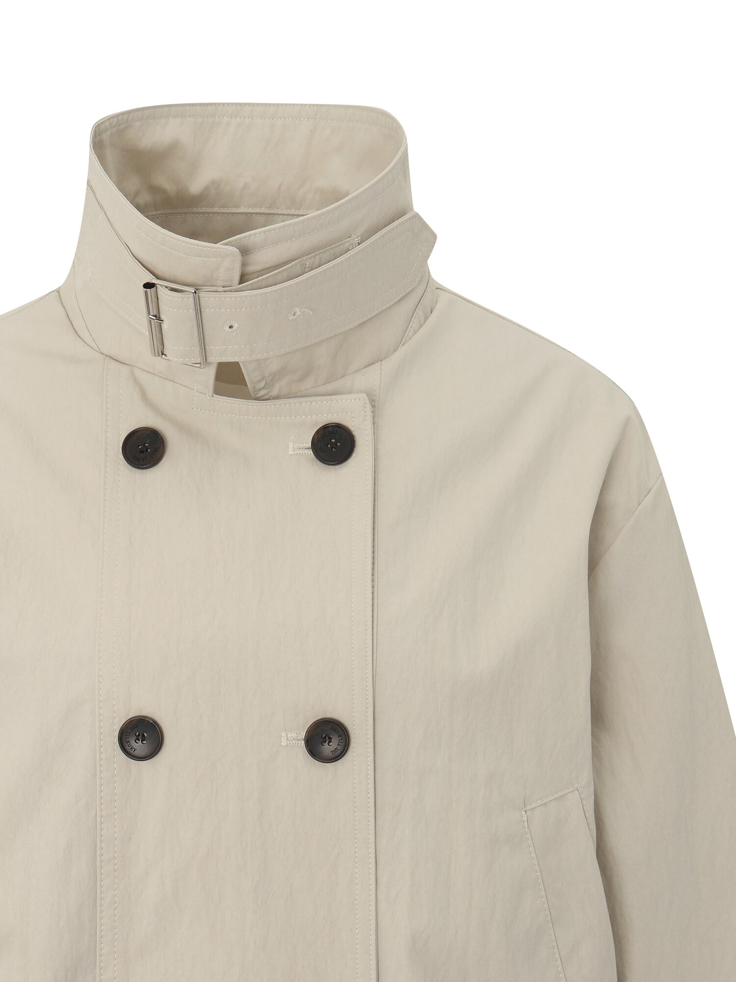 더블 스트링 크롭 트렌치 코트 (IVORY)