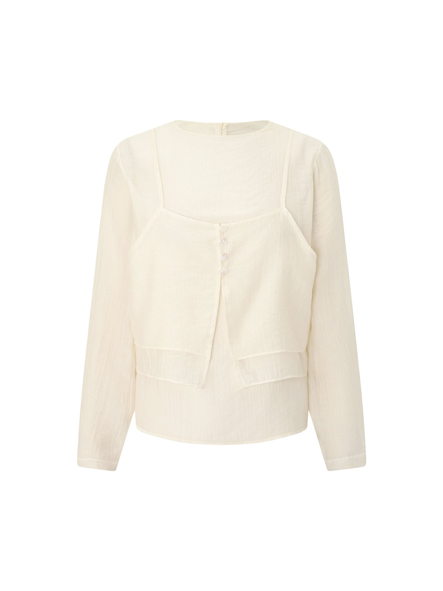 뷔스티에 라운드넥 블라우스 (CREAM)