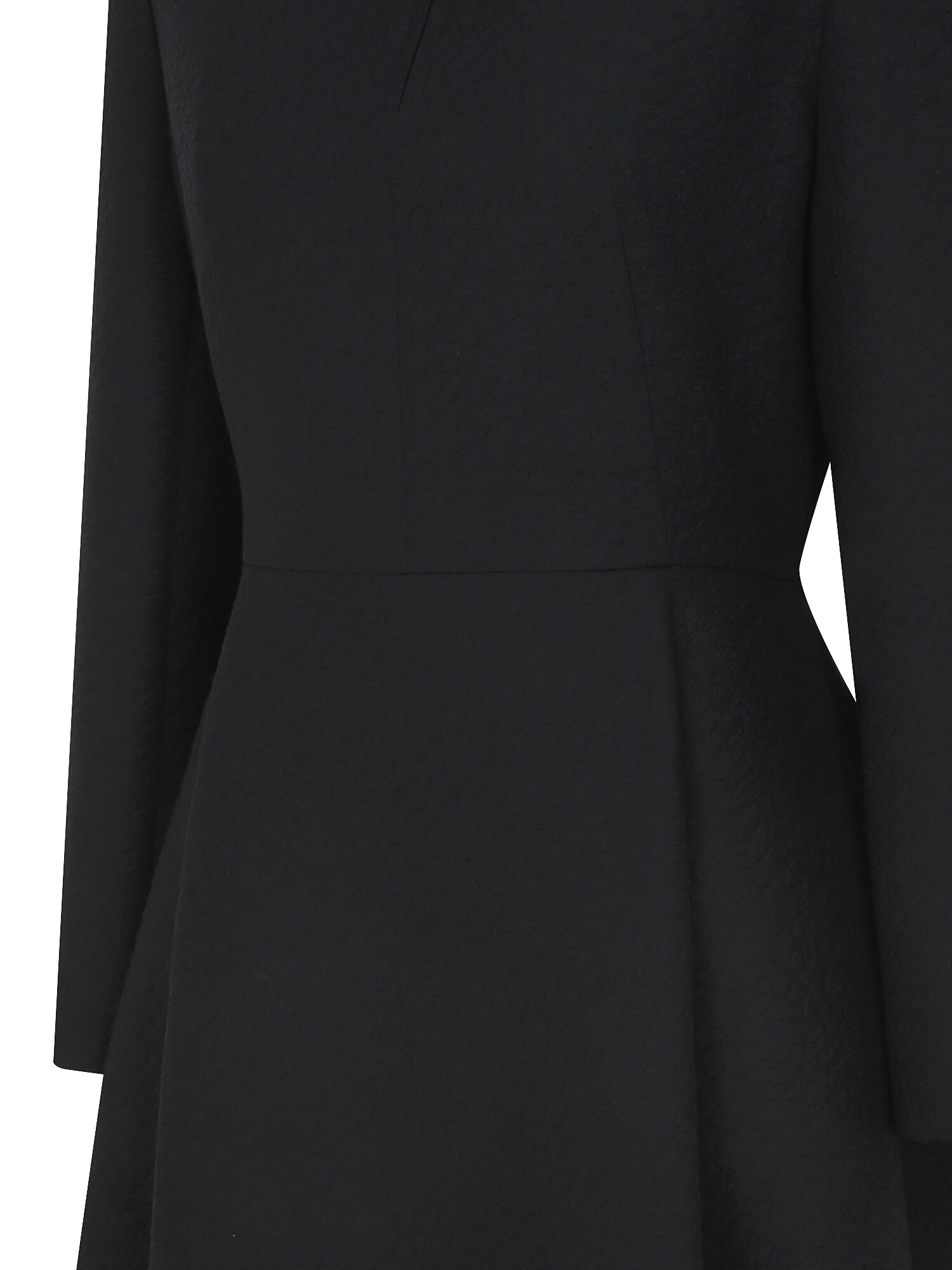 자카드 반집업 칼라 플레어 원피스 (BLACK)