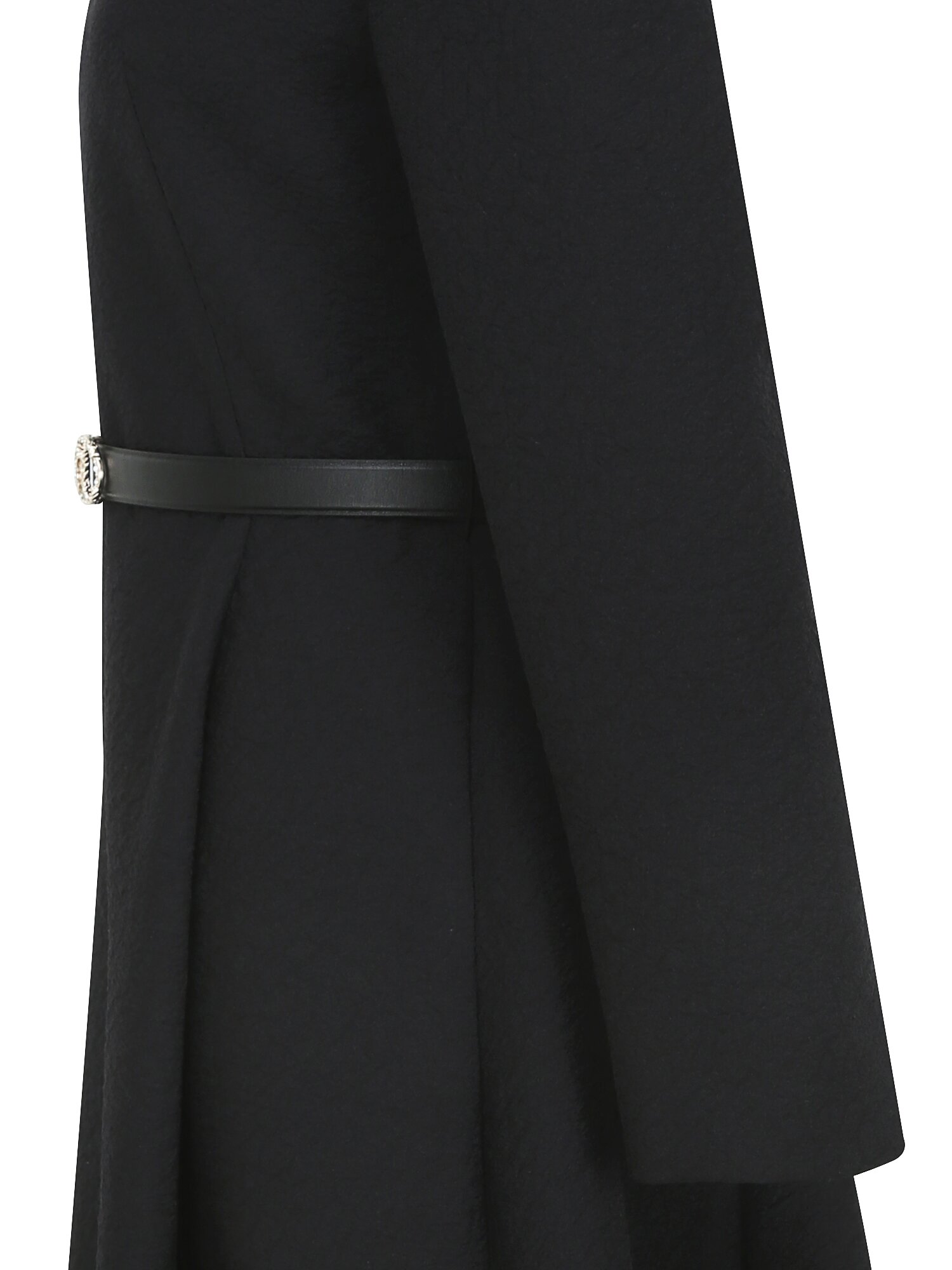 자카드 반집업 칼라 플레어 원피스 (BLACK)