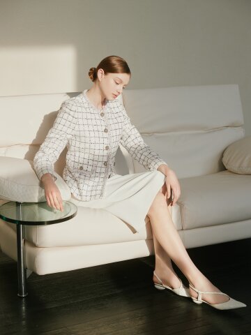 벨트 장식 펜슬 스커트 