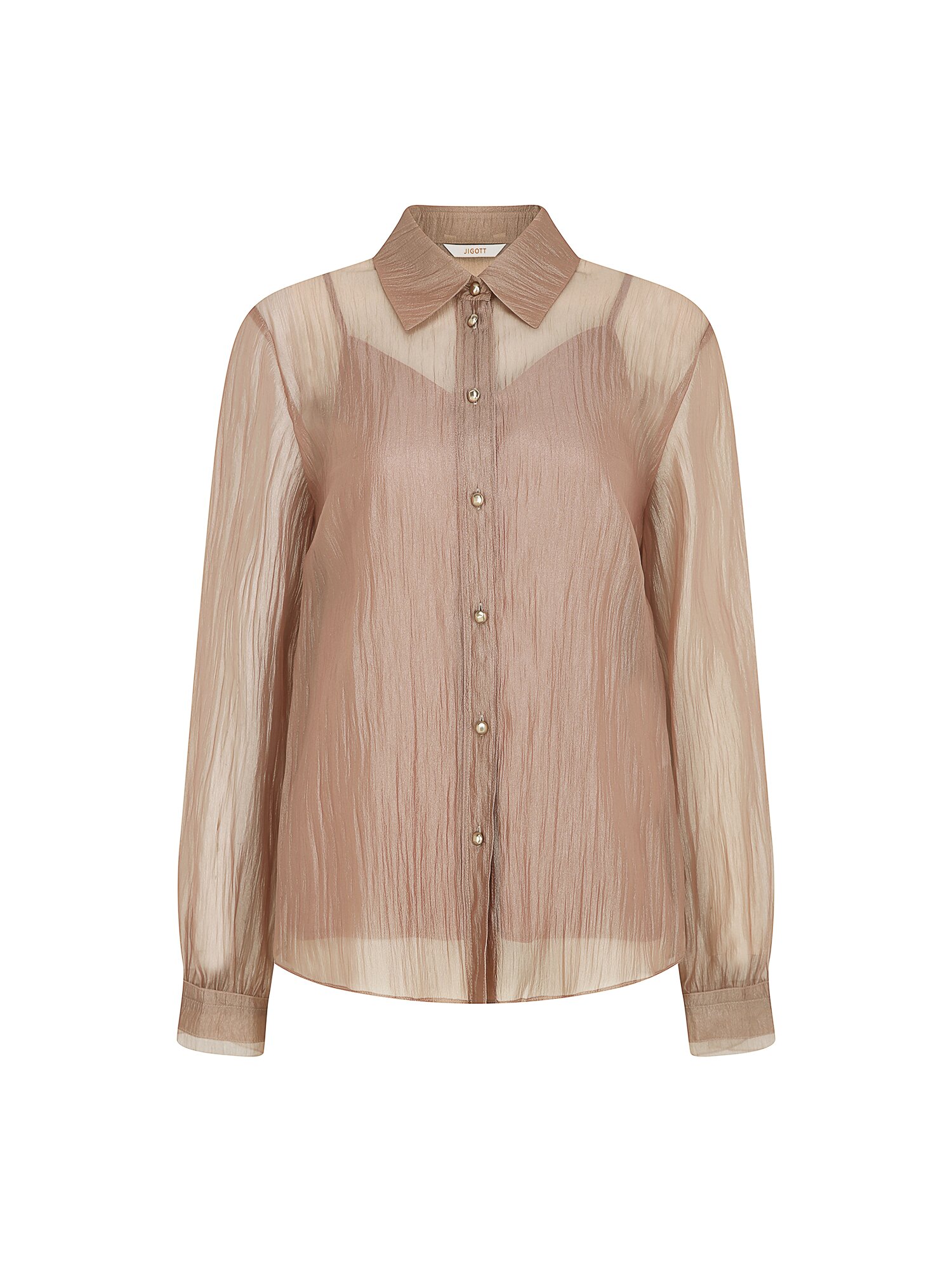 시스루 링클 블라우스 +이너 세트 (LIGHT BROWN)