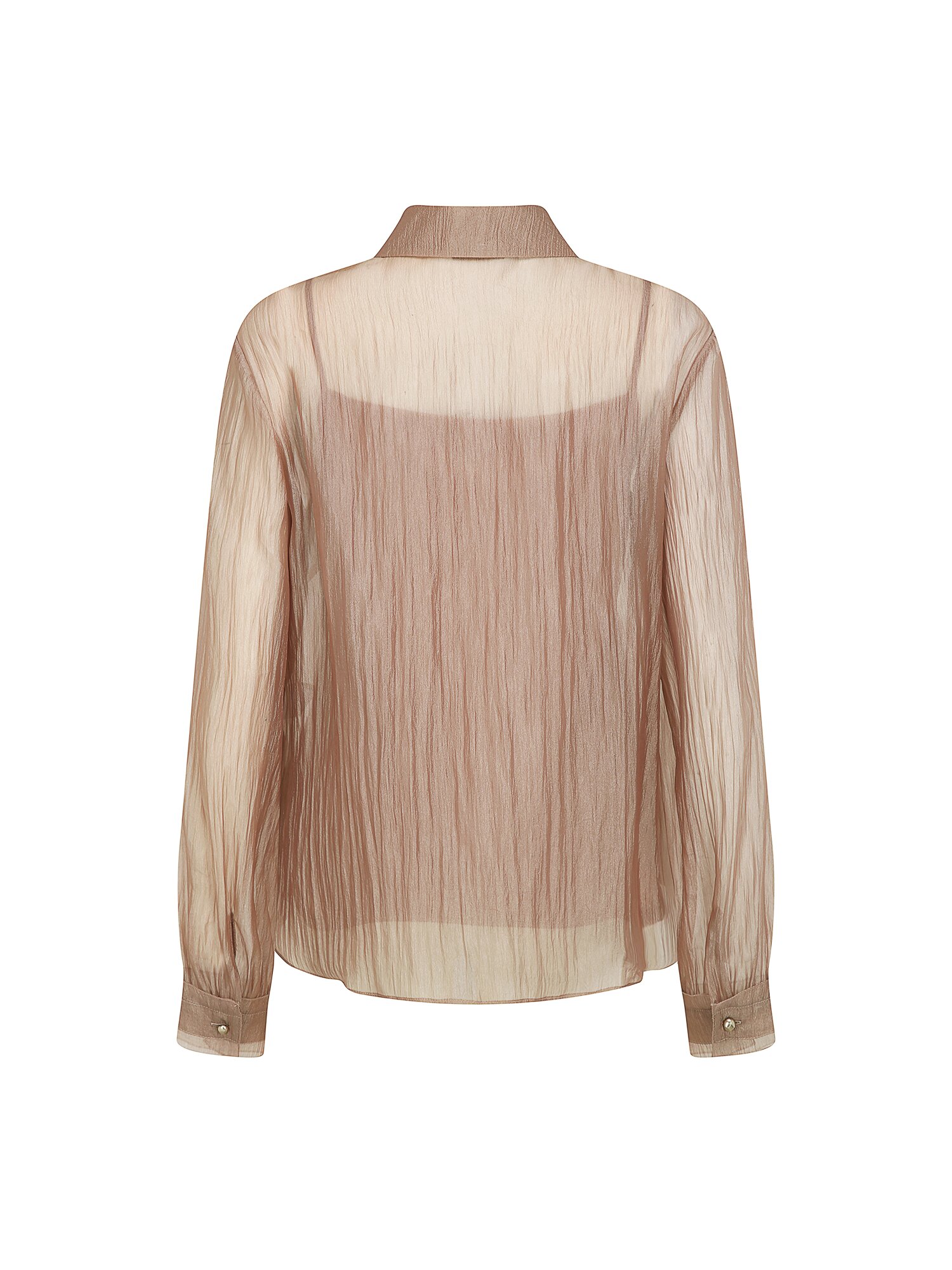 시스루 링클 블라우스 +이너 세트 (LIGHT BROWN)