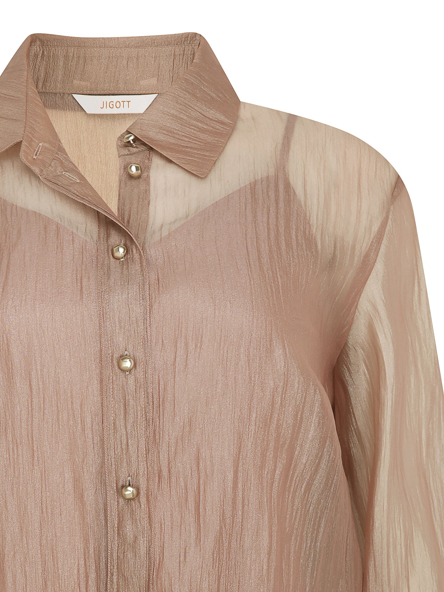 시스루 링클 블라우스 +이너 세트 (LIGHT BROWN)