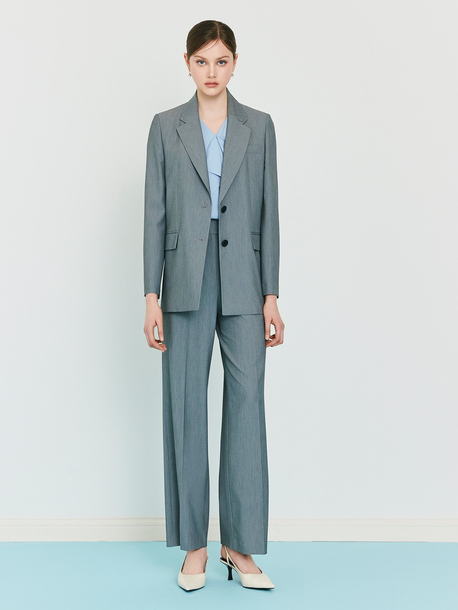 테일러드 싱글 투버튼 재킷 (MELANGE GREY)