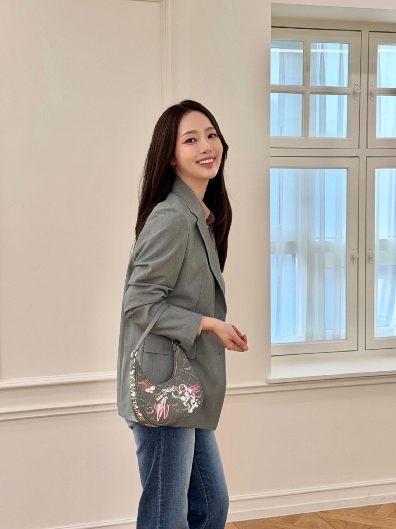 테일러드 싱글 투버튼 재킷 (MELANGE GREY)