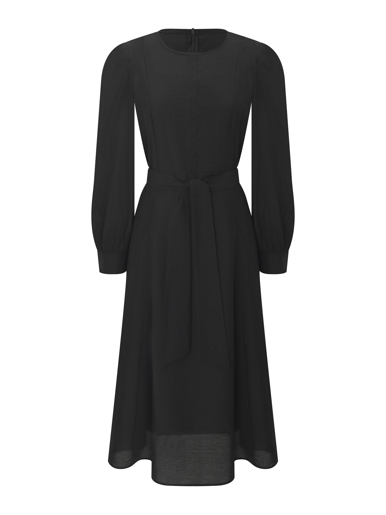 타이 라운드넥 롱 원피스 (BLACK)