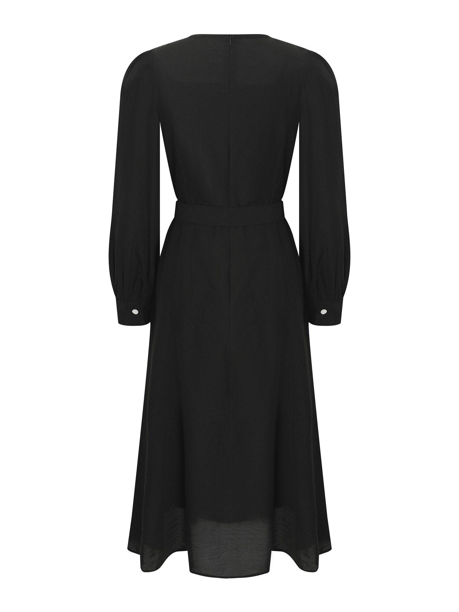 타이 라운드넥 롱 원피스 (BLACK)