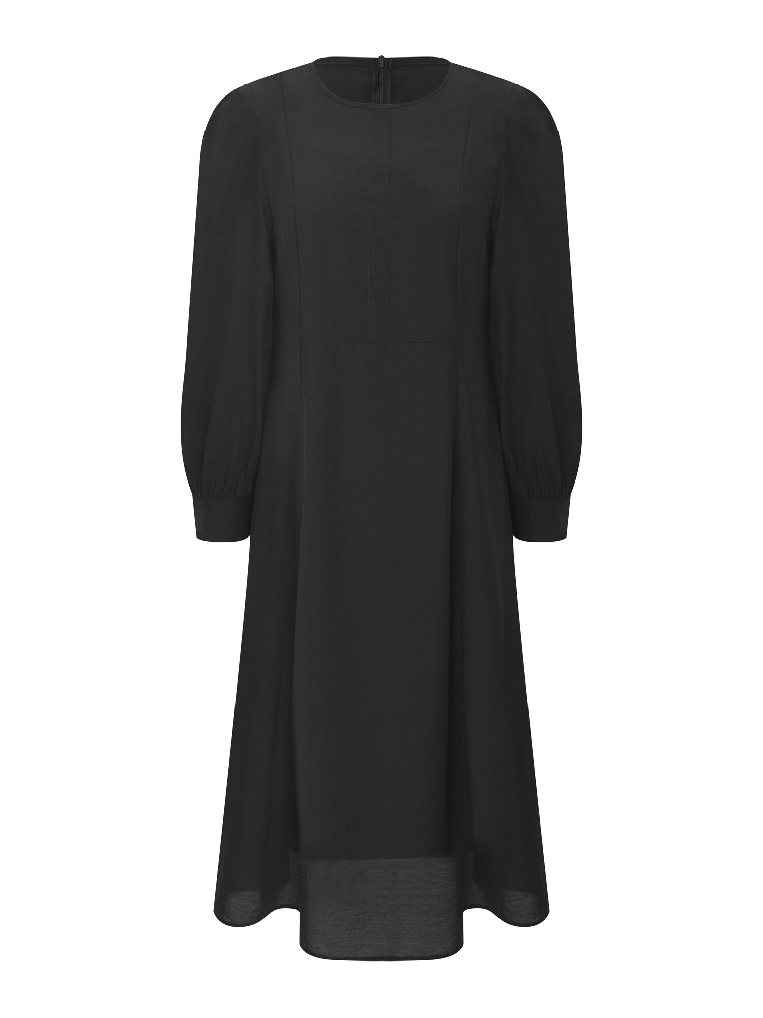 타이 라운드넥 롱 원피스 (BLACK)