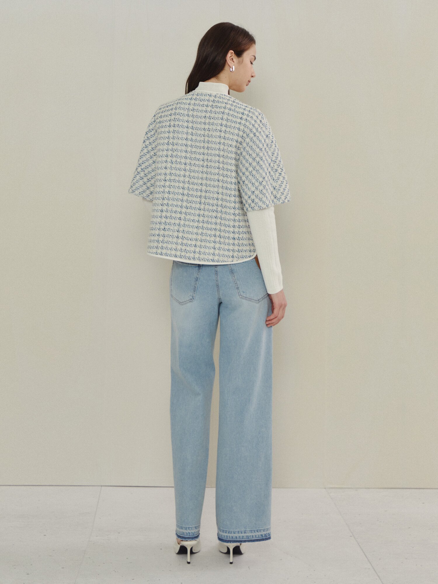 프렌치 트위드 집업 숏 재킷 (LIGHT BLUE)