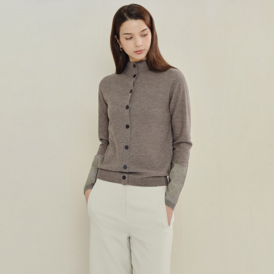 에센셜 하프넥 울 니트 탑 (BROWN)