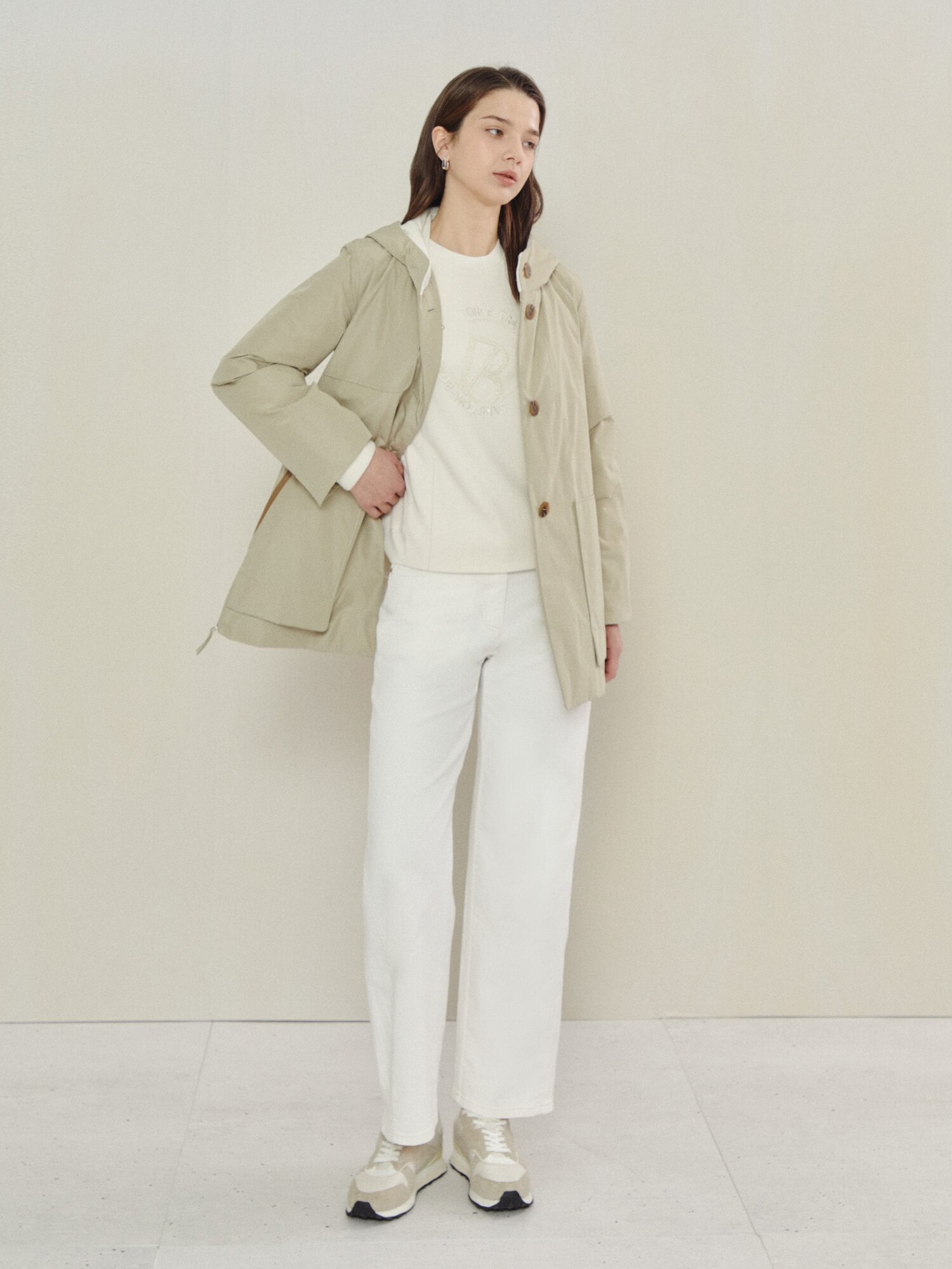 클린 핏 코튼 데일리 팬츠 (IVORY)