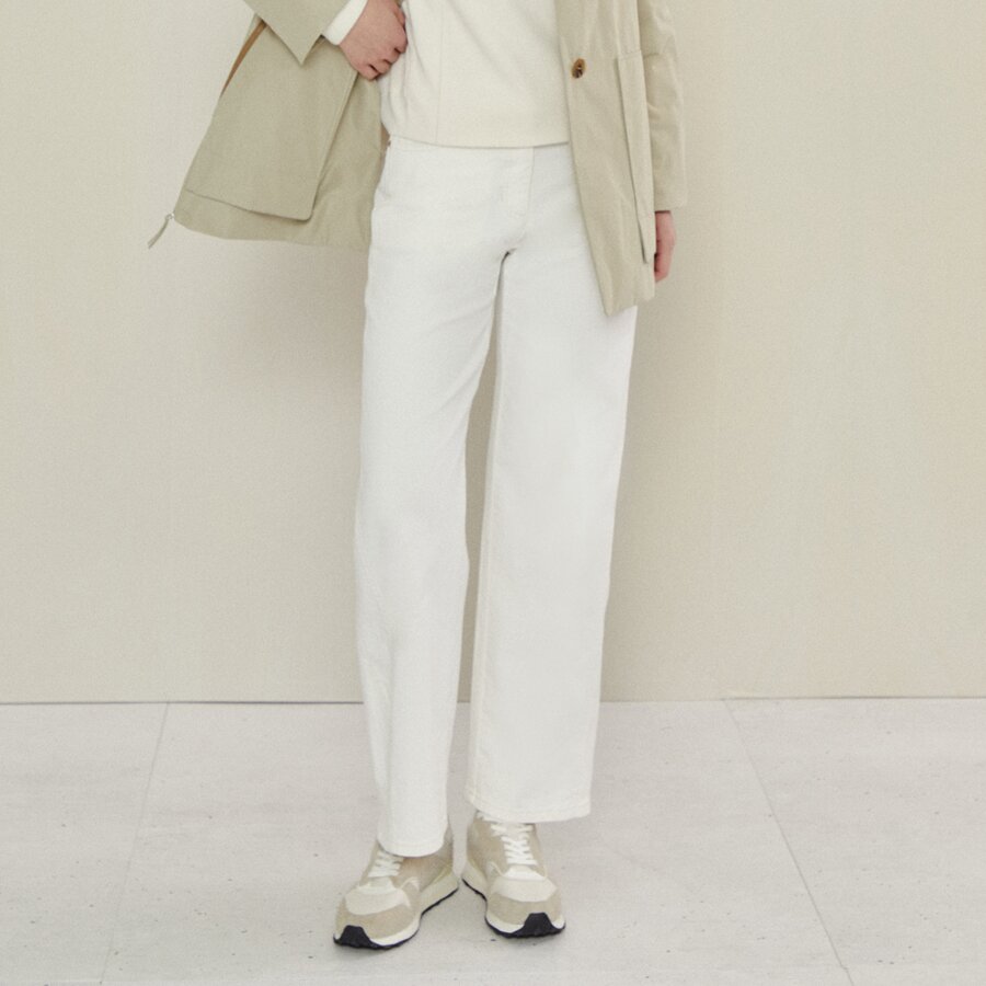 클린 핏 코튼 데일리 팬츠 (IVORY)