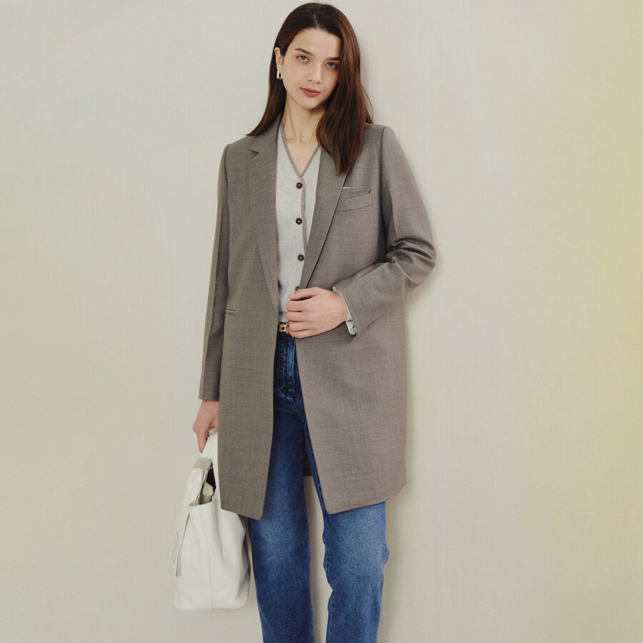 에센셜 테일러드 싱글 재킷 (TAUPE GREY)