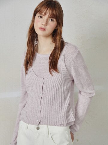 라운드넥 뷔스티에 풀오버 니트 