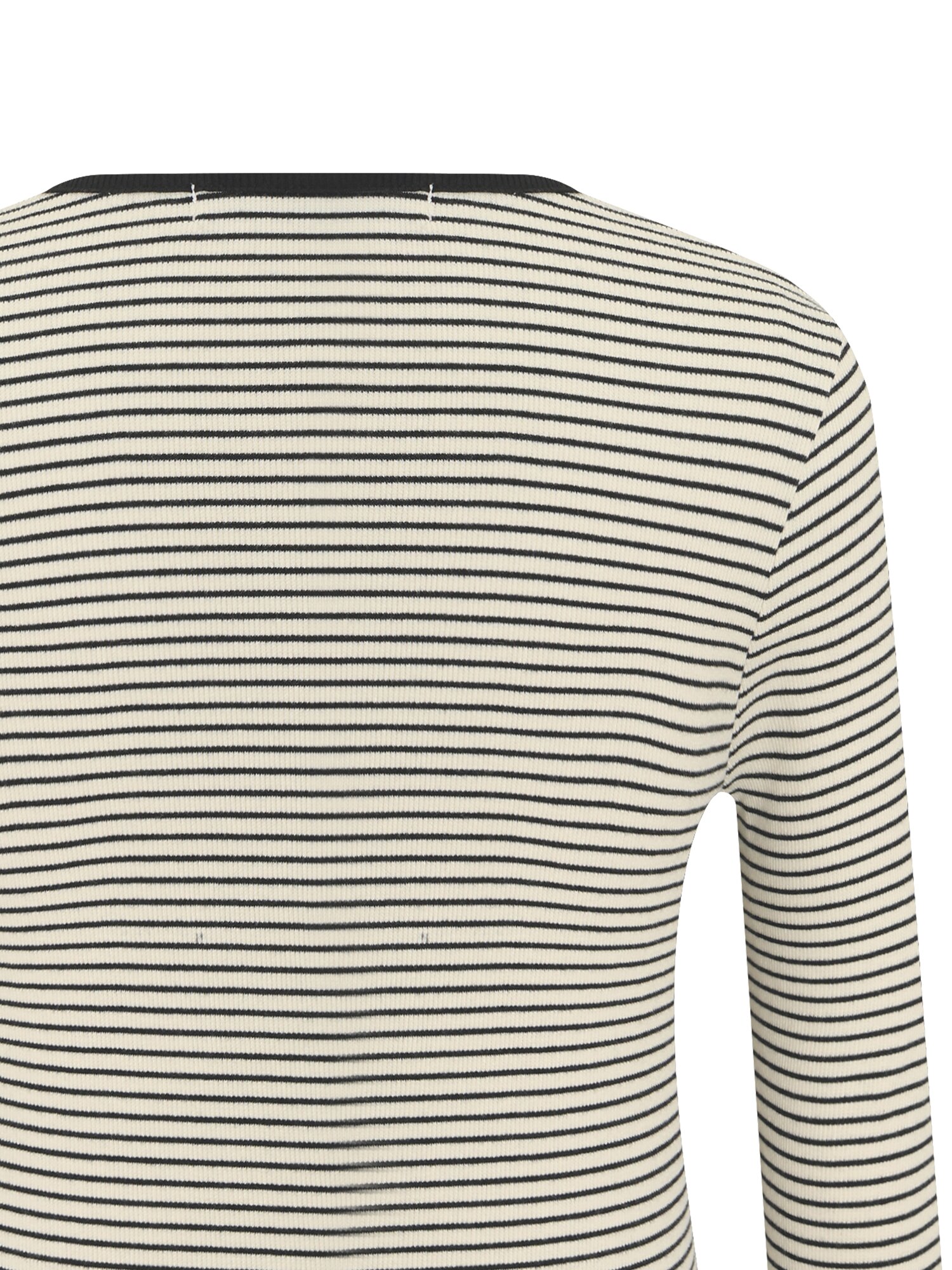 자수 포인트 스트라이프 티셔츠 (IVORY)