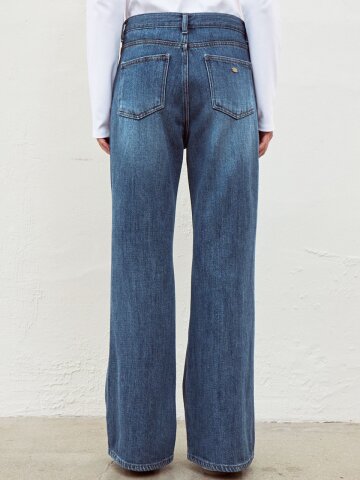 Relaxed boots cut denim - Mid blue