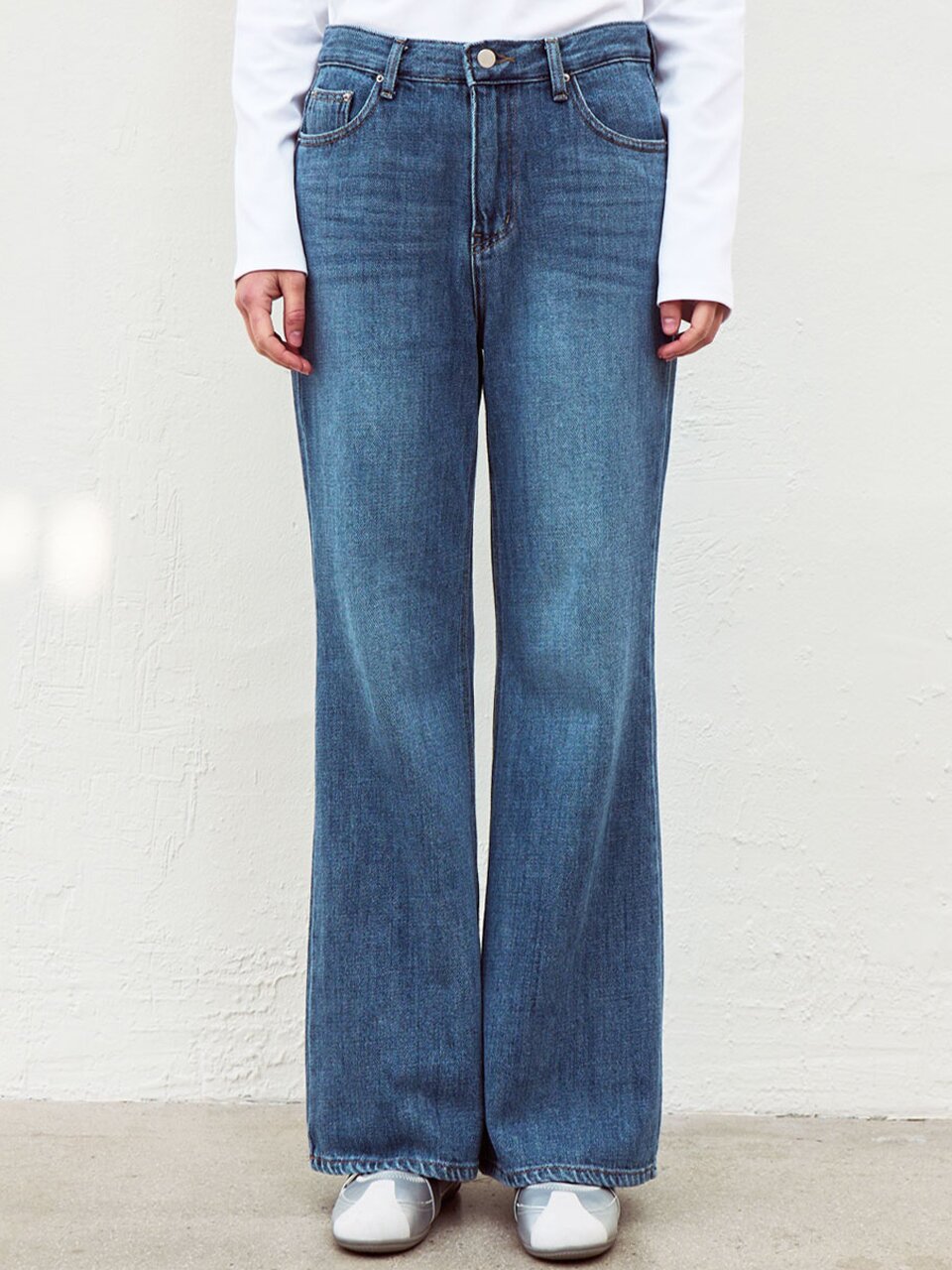 Relaxed boots cut denim - Mid blue