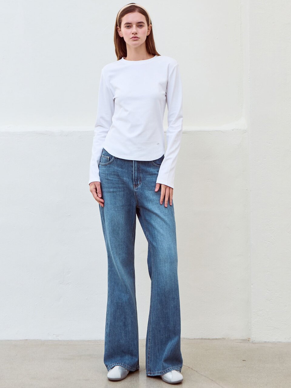 Relaxed boots cut denim - Mid blue