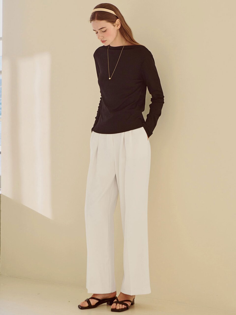 Relax pintuck wide pants_3 Colors