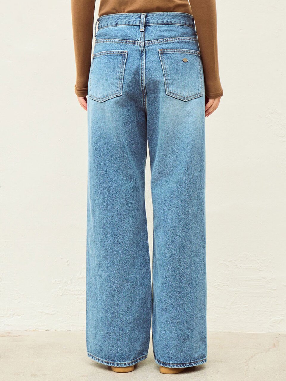 Easy flow denim pants - Mid blue