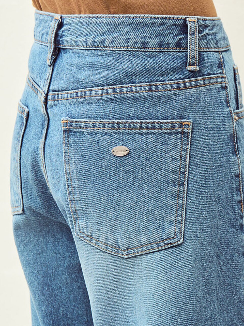 Easy flow denim pants - Mid blue