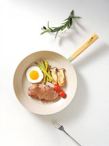 프로방스 IH 멀티팬 우드 손잡이 후라이팬 인덕션 프라이팬 30cm