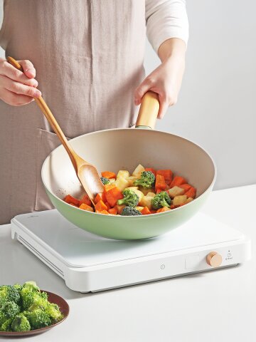 프로방스 IH 궁중팬 튀김 우드 손잡이 웍 인덕션 팬 28cm