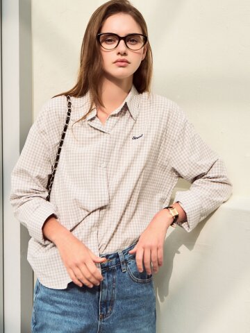 Square check shirt - Ivory