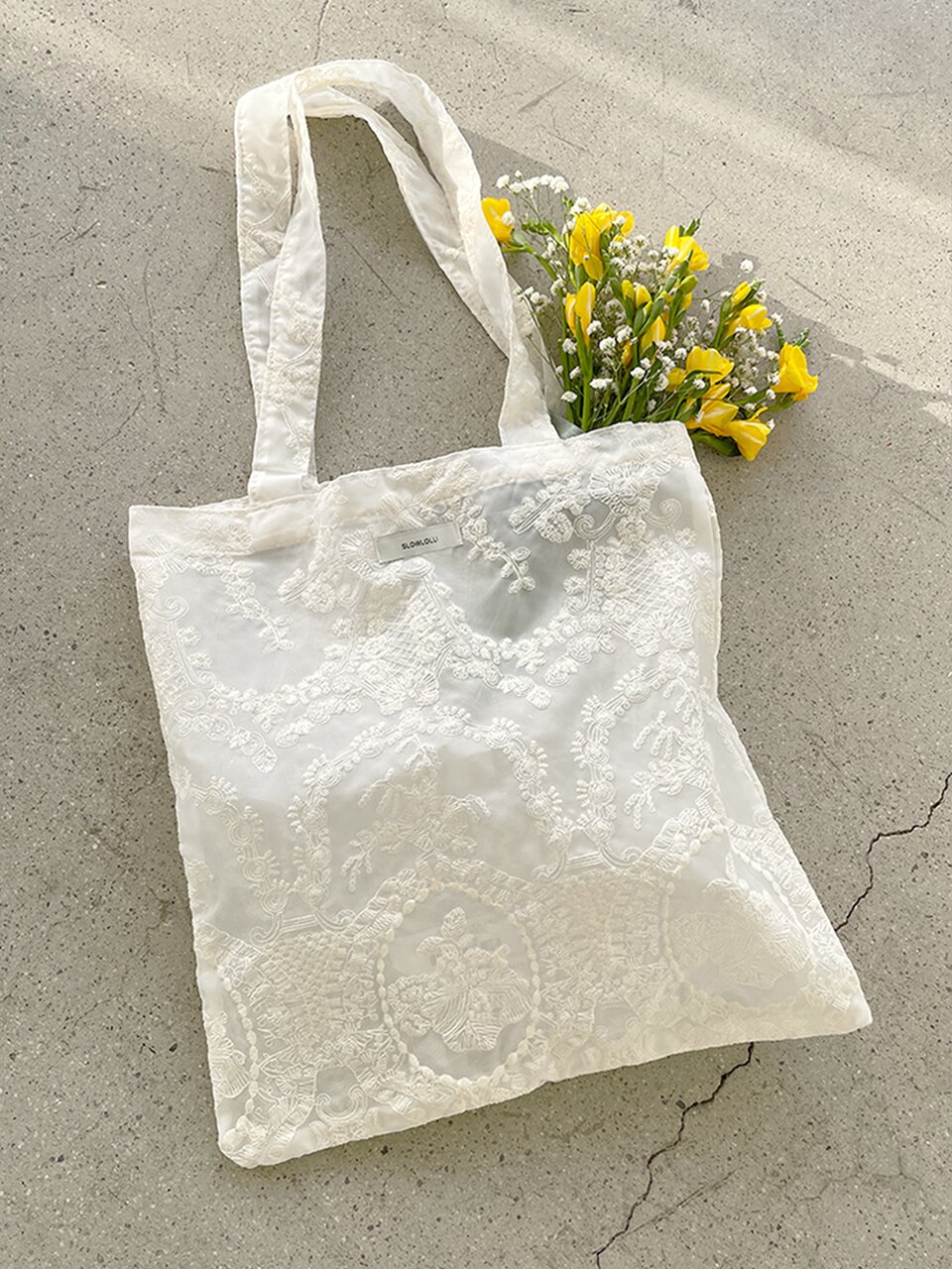 Bloom jacquard tote bag - Ivory