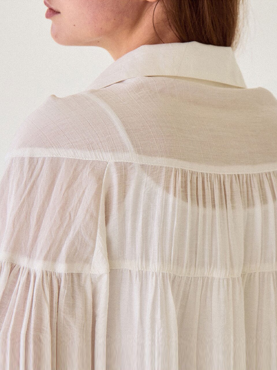 Ribbon tie shirring blouse_3 Colors