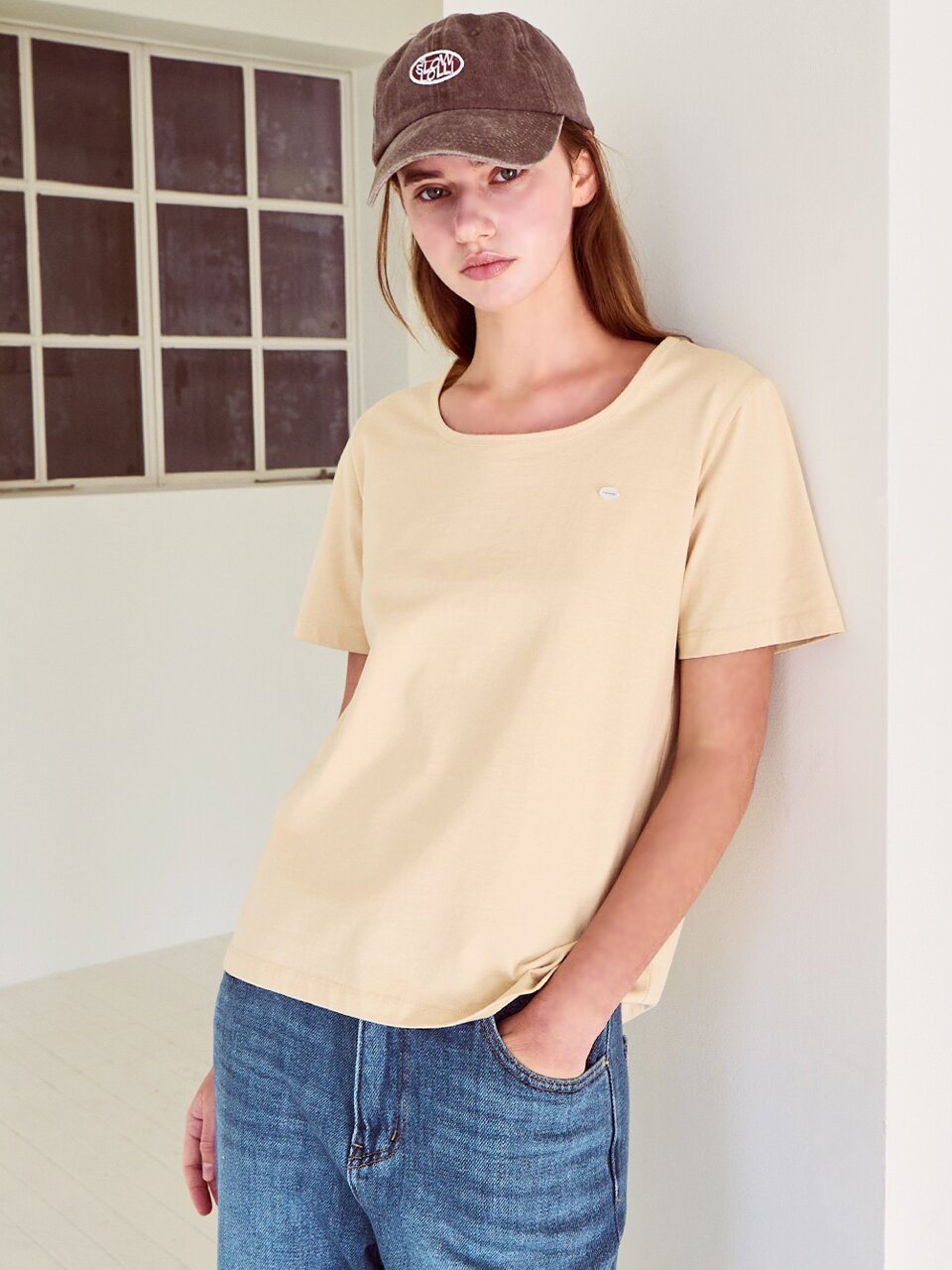 U neck short sleeve t-shirt_4 Colors