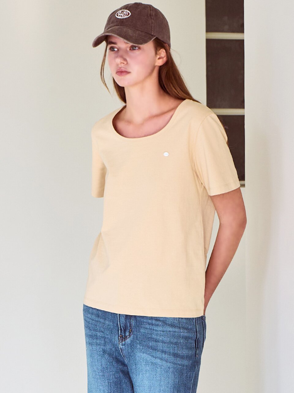 U neck short sleeve t-shirt_4 Colors