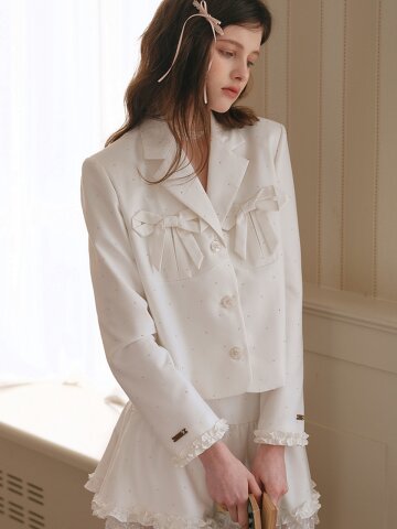 Cest_Diamond ruffle short jacket