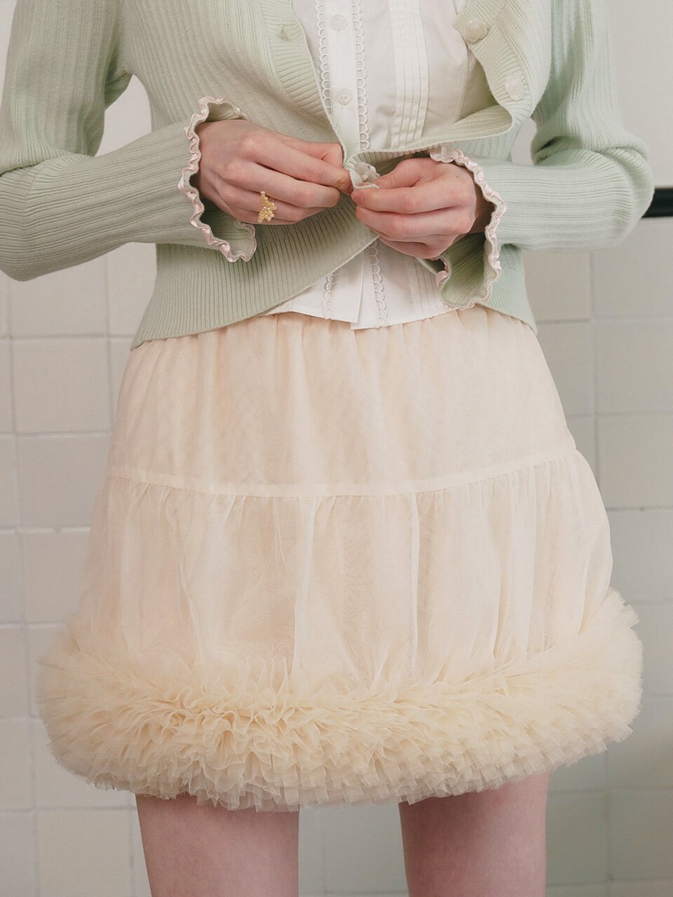Cest_Cloud mesh banding skirt