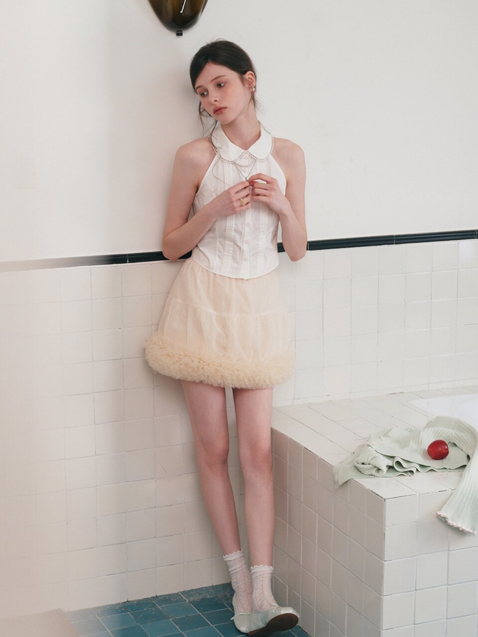 Cest_Cloud mesh banding skirt