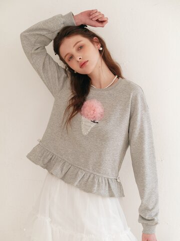 Cest_Ice cream frill sweatshirt