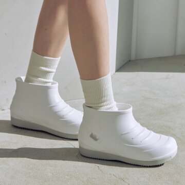 PWX 여성 남성 공용 반목레인장화 물빠짐 다용도화 패션장화 화이트