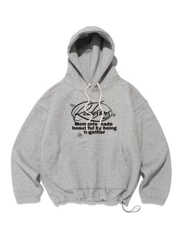 [기모/NO기모] 모먼츠 슬로건 스트링 후드티셔츠 (그레이)