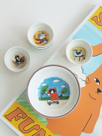 고양이 팝아트 소스 볼 그릇 모리네코