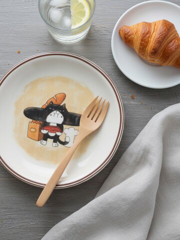 고양이 팝아트 15cm 접시 앞접시 과일 디저트 그릇 모리네코