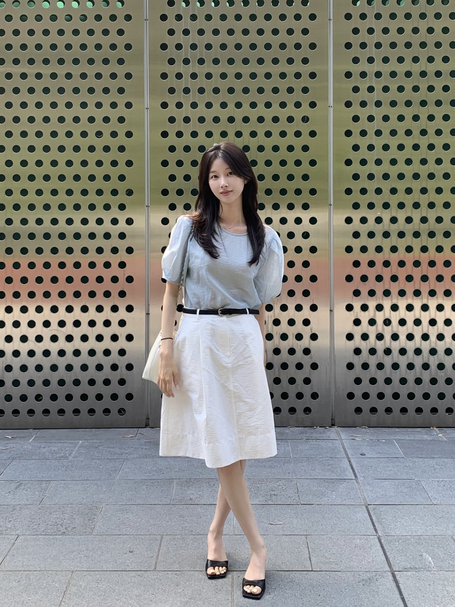 코튼 베이직 하프스커트